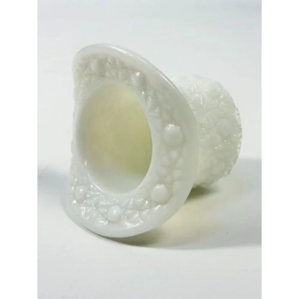 Toothpick Holder Vase Candleholder Fenton Daisy Button Top Hat Opalescent Milk G - Picture 8 of 16